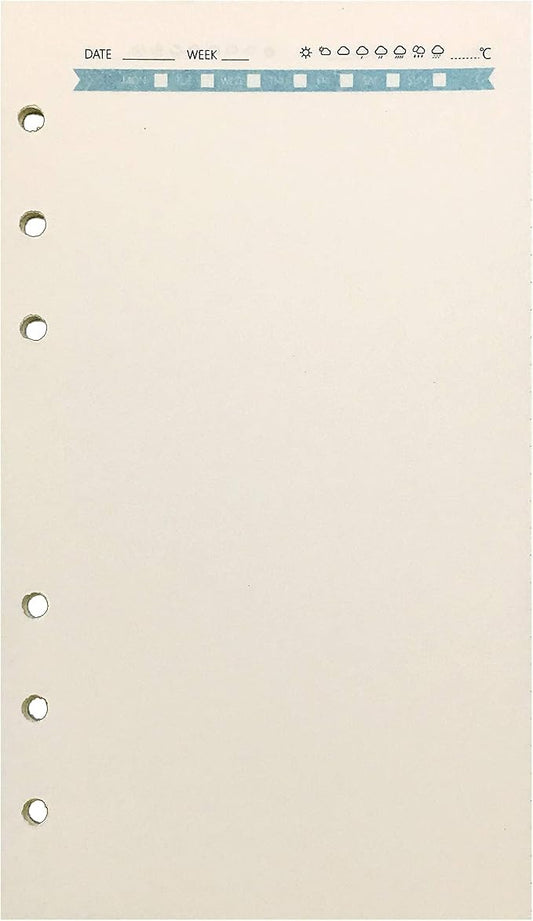 Zelten Refills/Loose Leaves for A6 Cover Ring Binder/Personal Organizer/Planner(A6 6 Holes, Blank Blue)