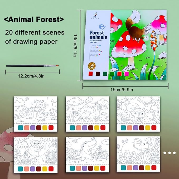 YXOTJHS Paint with Water Books, Watercolor Coloring Books for Kids Ages 4-8, Mess Free Water Painting Book for Toddlers 2-4, Arts and Crafts for Kids 4-6 Girls Boys Gifts