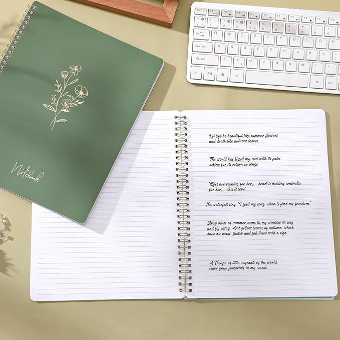 Spiral Notebook - College Ruled Notebook, Notebook Journal, 8.5'' x 10.5'', 55 Sheets/110 Pages, Journal for Women, Journal with Spiral Bound, Inner Pocket, Notebook for Office/School/Home - Green