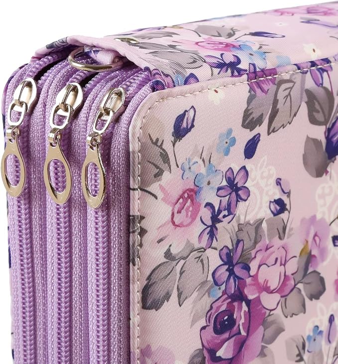 Portable Colored 120 Slots Pencil case Organizer with Printing Pattern for Watercolor Pens or Markers, Pencil Case Organizer for Artist