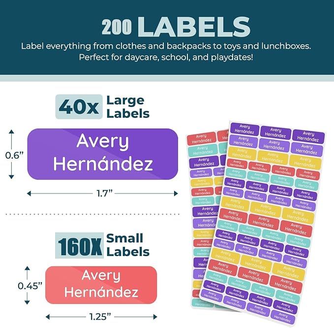 Custom Waterproof Name Labels Personalized Stickers for Kids, Toddlers & Parents Lunch Boxes Kid Clothes Daycare Camp School Supplies