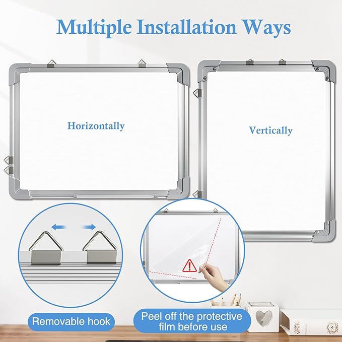 White Board Dry Erase, 12" x 16" Magnetic Whiteboard Double-Sided Dry Erase Board, 10 Markers, 4 Magnets, 1 Eraser, Portable Small Whiteboards for Adults School Office Home