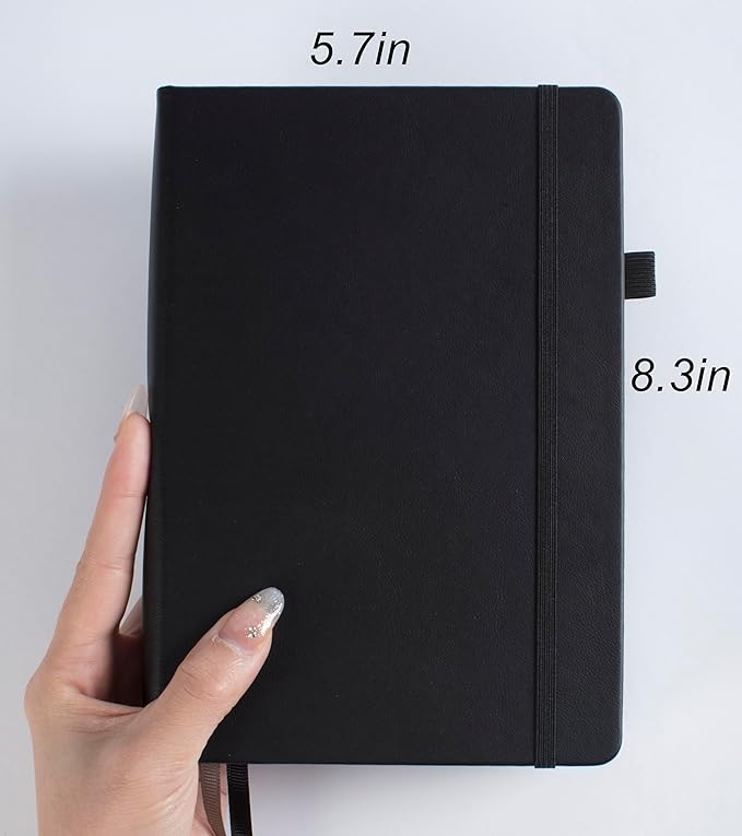 Thick Bullet Notebook with 366 Numbered Pages, A5 Dotted Journal for Writing with 100GSM Dot Grid Paper, Hardcover Leather Notebooks for Women Men School Note Taking Work Diary, 5.7"x8.3",Yellow