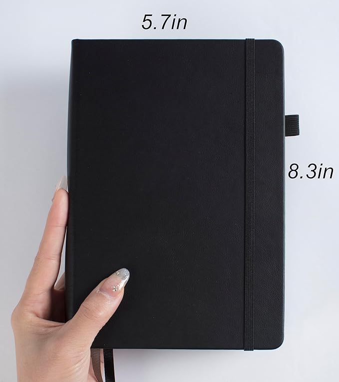 Thick Bullet Notebook with 366 Numbered Pages, A5 Dotted Notebook for Writing with 100GSM Dot Grid Paper, Hardcover Leather Notebooks for Women Men School Note Taking Office Work Diary, 5.7"x8.3",Wood