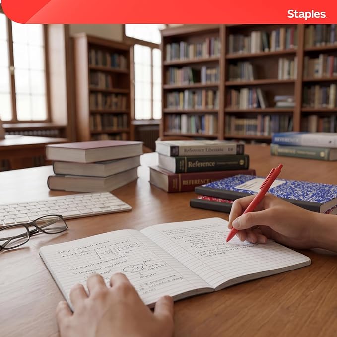 STAPLES Composition Notebook, College Ruled, 100 Sheets, Assorted Colors, 4‑Pack