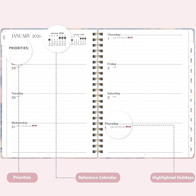 2026 Planner, Weekly and Monthly Calendar Academic Planner, Jan 2026 - Dec 2026, Planning Agenda Book for Desk Accessories and School Supplies - Letter Size(8.5'' x 11'')