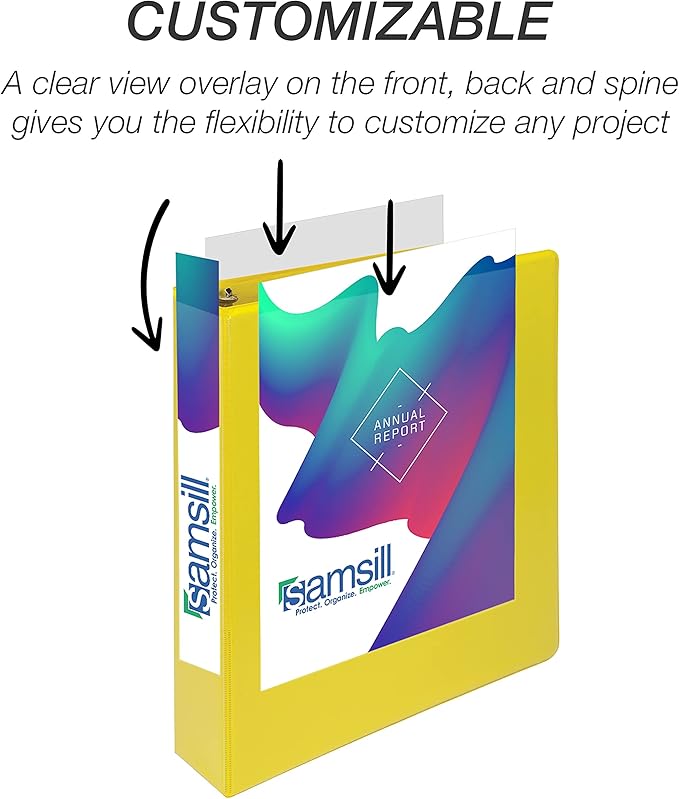 Samsill Durable 1.5 inch 3 Ring Binder, D Ring Binder, 100% Recycled Chipboard, Yellow