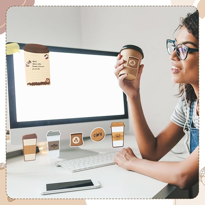 B1ykin Coffee Cup Sticky Notes Set - I Just Really Like Coffee Self-Stick Notes Pad, 550 Sheets Writing Memo Pages Sticky Notepad for Teacher Appreciation Gifts, School Office Party Favors (2Pcs)