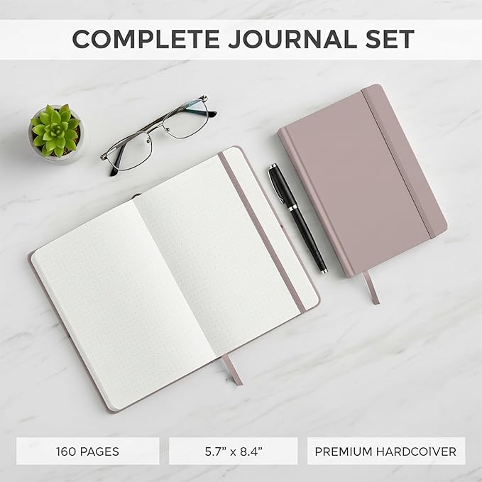 Mr. Pen- Dotted Journal Notebook, A5 Medium Size (5.7"x8.4"), 160 Pages (80 Sheets), Fabric Hardcover, 100 GSM Thick Paper, Bullet Dotted Journal for Planning, Tracking