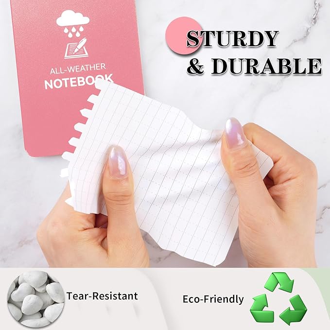 COIDEA Waterproof Notebook, 4 Pack Top-Spiral Pocket Notepad, 3" x 5" Weatherproof NotePad, All Weather Police Pocket Notebook Little Memo Steno Note Pads for Outdoor Office School Recording, Pink