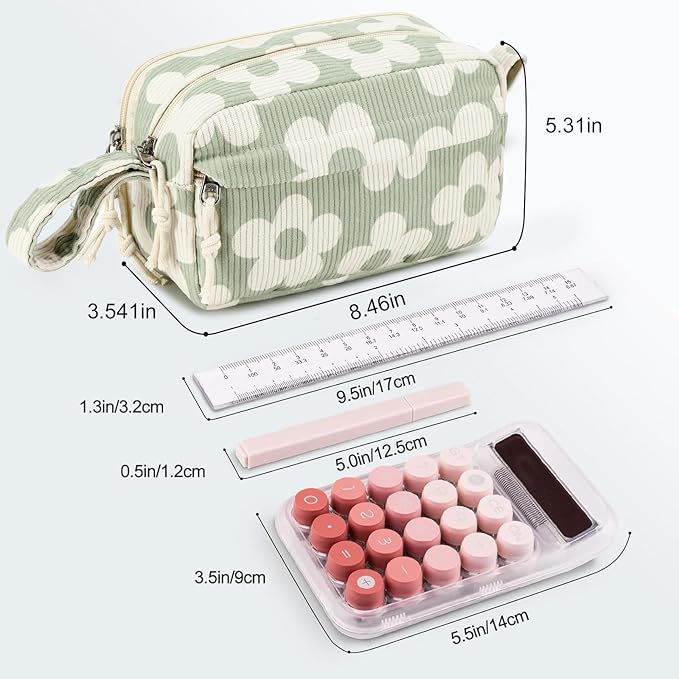 Bluboon Big Capacity Pencil Case Pencil Pouch Pen Case School Supplies Cute Pencil Box Pencil Bag for Teen Girls Boys Women Man (Flower Green)
