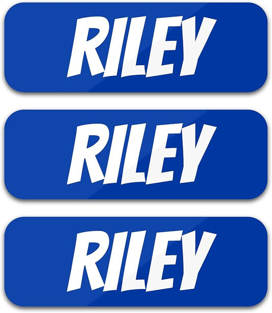 Custom Name Labels for Kids (120 Labels) Personalized Waterproof Clothing Stickers for Daycare, Camp or School - Name Stickers for Bottles, Jackets, Backpacks, Shoes and School (Deep Sea Blue)