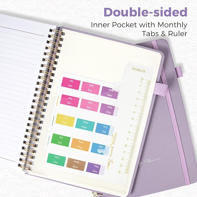 Oucaru Undated Daily Planner, 8.5"x11", A4 Size Spiral Notebook with Hourly Schedule, To Do List, Priorities, and Notes for Productivity - Easily Organize Your Tasks, Appointments & Goals for Women