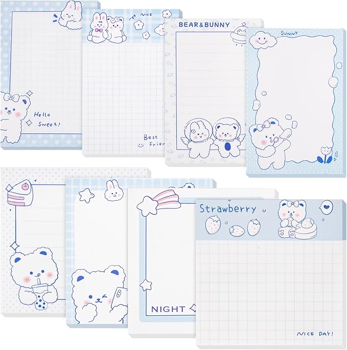 640 Pcs Cute Sticky Notes, Self-Stick Note Pads, Kawaii Memo Pads Lined, Funny Sticky Notes, List Notepads Set Bulk for School Office Home Supplies Teacher Students Planner Gifts