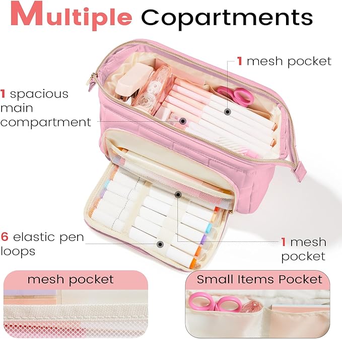 Sooez Large Pencil Case Pouch, Soft Pencil Bag with Zipper, Pen Bag Wide Opening, School Supplies Cute Pencil Case for Girls Boy Men Women, Purple