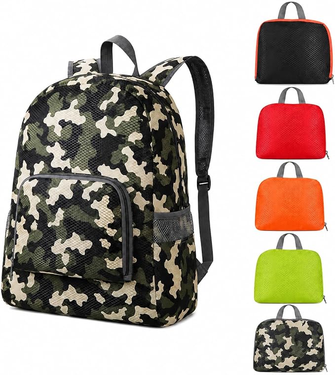 Haneulbit Foldable Backpack, camo backpack for Outdoors, Lightweight Backpack and Waterproof Backpacks for Travel and Hiking