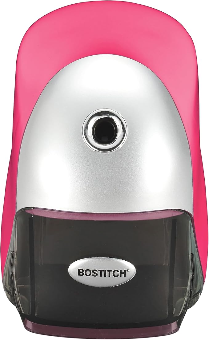 Bostitch Office QuietSharp Executive Heavy Duty Electric Pencil Sharpener for 65% Faster Sharpening and 6X Longer Cutter Life - Colored Pencil Compatible, Pink