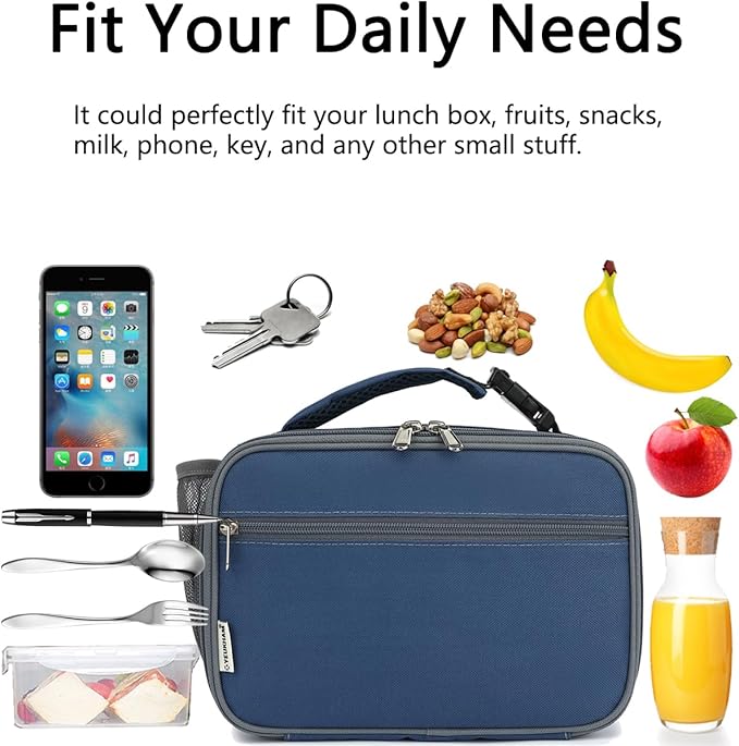 GYEUKHAM Insulated Lunch Box for School, Thermal Reusable Durable Freezable Lunch Bags for Kids Boys Girls Men Women - Small Soft Cooler Portable Lunch Tote Kit for Work Picnic Travel,Cyan