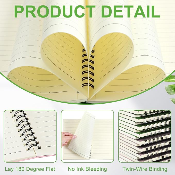 Yahenda 18 Pcs Spiral Notebooks, 1 Subject, Wide Ruled, Pink,Light Green