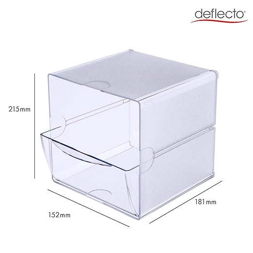 Deflecto Stackable Cube Organizer, Desk and Craft Organizer, 1 Drawer, Clear, Removable Drawer, 6"W x 6"H x 7"D (350801)