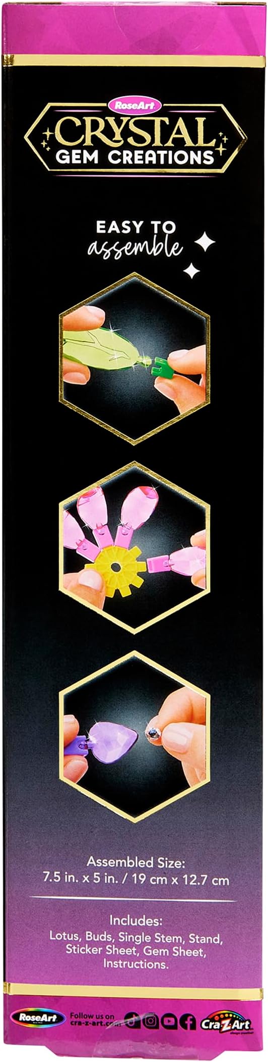 Cra-Z-Art Crystal Gem Creations Blooming Lotus Flower Kit by RoseArt, 75+ Pieces, Great for Adults, Tweens and Children Ages 8+