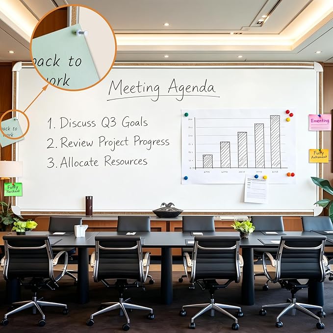 Large Magnetic White Board for Wall,Aluminum & Cork Strip Frame Whiteboard for Office,Presentation Dry Erase Board Wall Mount,Large Whiteboard for School Classroom Huge Whiteboards (96" W x 48" H)