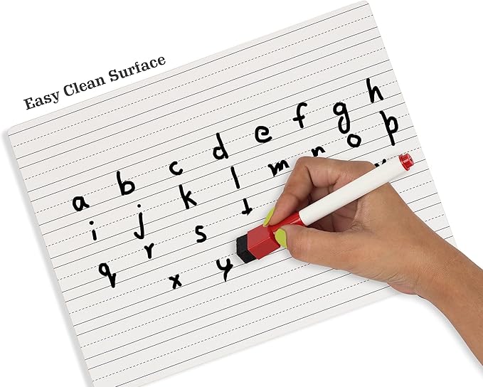 Dry Erase Board for Kids 9 x 12 Double Sided Lined/Blank Dry Erase Lapboard W/ 4 Markers for Home/School (1 Piece/Set)