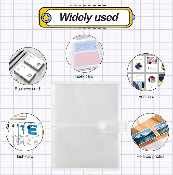 Index Card Holder, Holds 200 Cards, Clear Card Binder Organizer for Flashcards, Recipe Cards, Note Cards (4″ x 6″)