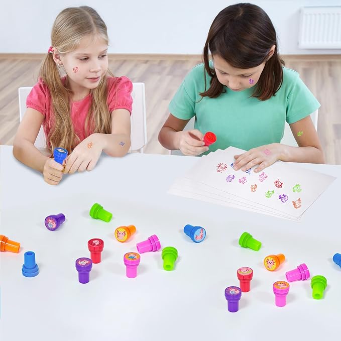 Cinrobiye 24 Pcs Axolotl Stampers Party Favor Set, Cute Axolotl Stamps for Kids Birthday Party, Classroom Rewards, Animal Lover Gifts, Goody Bag Fillers, Underwater Creature Party Supplies