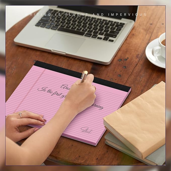 AILZFEI 3 Pack Wide Legal Pads 11" x 9.5" (Landscape Format) Pink College Ruled Note Pad Narrow Ruled 30 Sheets per Notepad Perforated Writing Paper with Thick Backboard Horizontal Pads of Paper