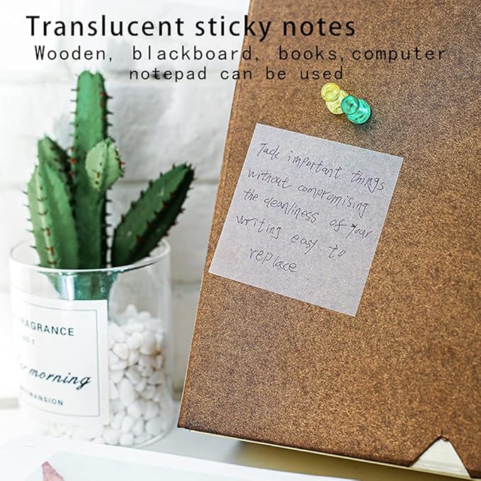 Transparent Sticky Notes,3x3 Inch Clear Sticky Notes,Waterproof White Bible Sticky Note,Transparent Stickers for School Supplies College(10 Packs,500 Sheets)