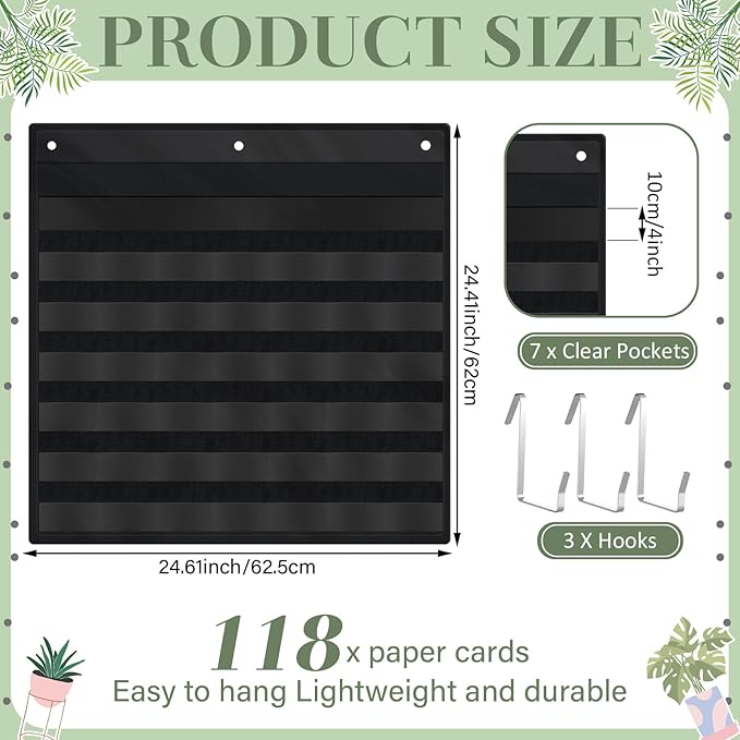 119 Pcs Classroom Calendar Pocket Chart Black Monthly Bulletin Board Set Seasons Festival Weather Farmhouse Calendar Set for Classroom Decoration Back to School Supplies(Greenery)