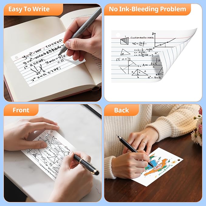 Index Cards 3x5 Inches, 250 PCS, White Flash Cards With Ring, Punched Lined Study Card Ruled Flashcards Notecards, Ruled Front And Blank Back, Note Card for School, College And Home