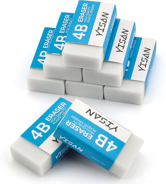 YISAN Erasers,8 Pack,Pencil Eraser,White Erasers Dust-Collecting,Single Line Dust for Drawing,71327