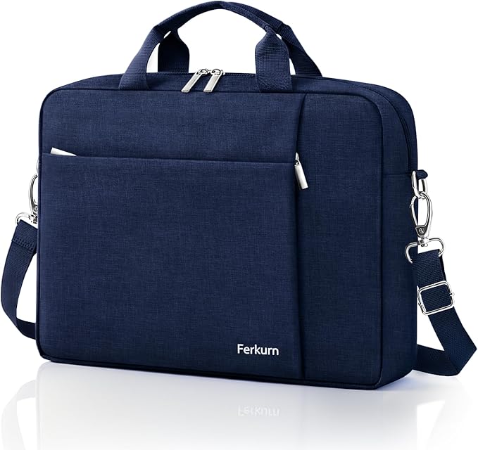 Ferkurn Laptop Bag Case for Women Men Computer Bag Compatible with HP Envy Pavilion Omen/LG Gram/MSI/Dell Inspiron XPS/Lenovo/Acer, Shoulder Strap Carrying Messenger Briefcase, Blue, 17 17.3 Inch