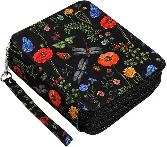 72 Slots Colored Pencil Case Organizer, 3 Layer Bag | Twill Oxford fabric, 75 elastic loops, detachable handle, for travel, home storage, drawing tools, creative gifts