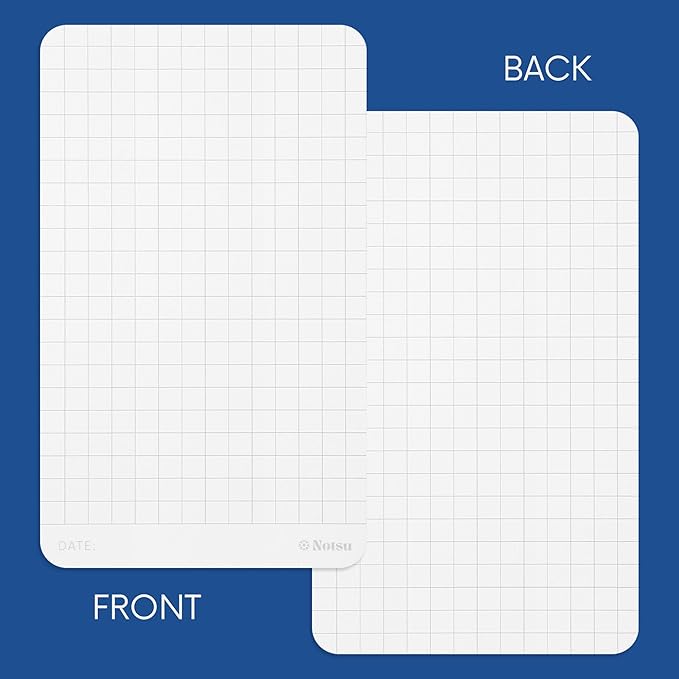 Notsu Graph Grid Index Cards 3x5 inch, 40 ct | Thick Graphing Note Cards w/Rounded Corners | Premium Heavy Duty Paper 350 gsm
