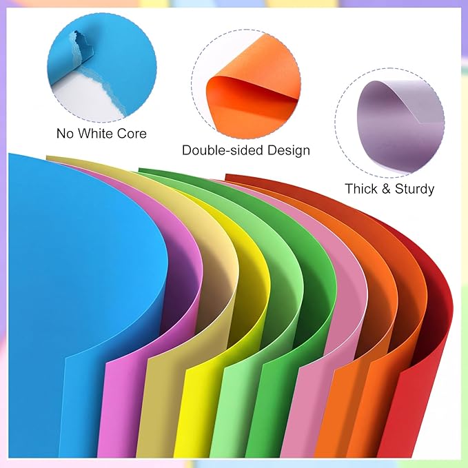 120 Sheets Colored Cardstock 8.5 x 11, 10 Assorted Colors Construction Paper 180GSM/65LB Card Stock Printer Paper for Card Making, DIY Crafts, Scrapbooking, School & Party Supplies