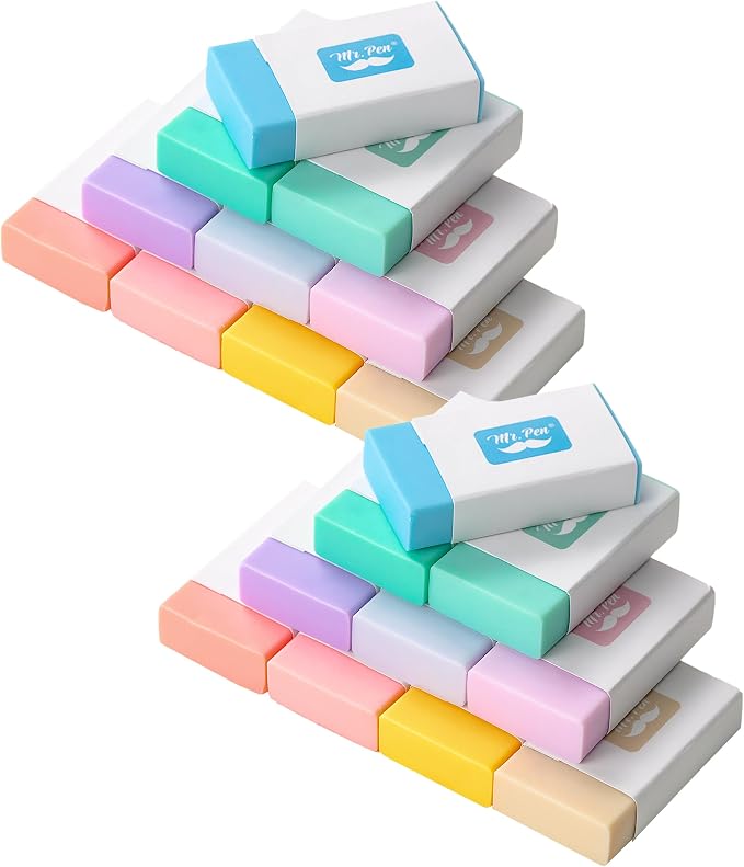 Mr. Pen- Erasers Bulk, 20 Pack, Large Block Erasers for School, No Smudge
