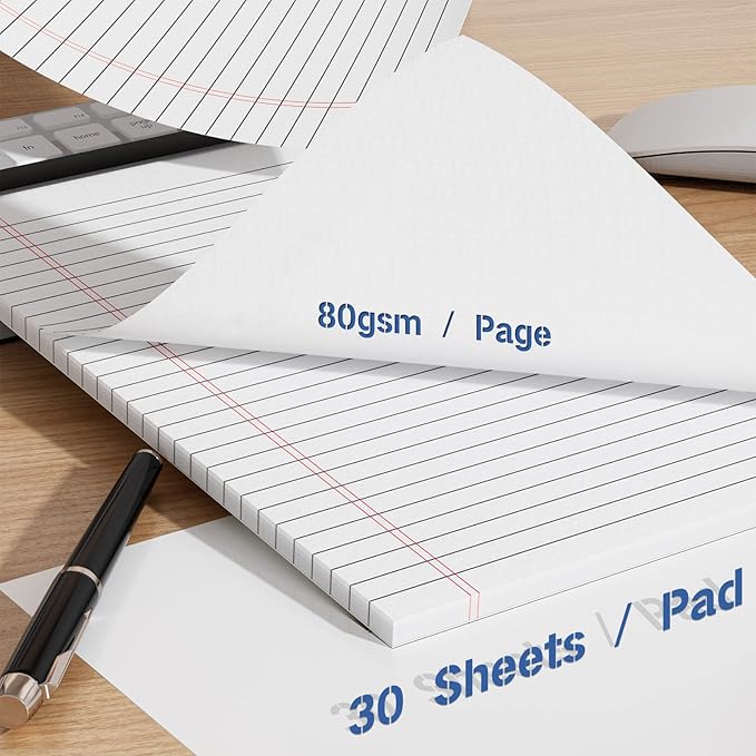 Nichela Legal Pads 12 Pack of Note Pads 6 x 9 Inch Notepad 21lb Thick Paper Writing Pads 30 Sheets Memo Pad College Ruled Small notepads 29 Lines Paper Pads for Writing, Sketching, and Note-Taking