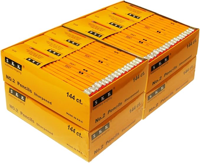 SKKSTATIONERY 576 Count Pre-sharpened #2 Pencils with Erasers – Bulk Yellow HB Lead Pencils for Classroom, Office & Back to School, 4 Boxes of 144 – No.2 Pencil Set