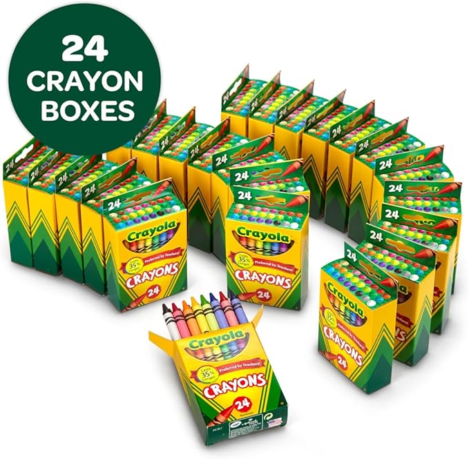 Crayola Crayons Bulk (24 Packs), Preschool Classroom Supplies, Coloring Book Supplies, School Crayons for Kids, Gifts, Ages 3+