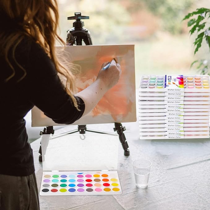 Nuanchu Gifts Bulk Watercolor Paint Washable Watercolor Paint Kits Palette and Brushes Portable Water Color Supplies for Adults, Beginners Artists Graduation Gift(20 Pack,36 Colors)