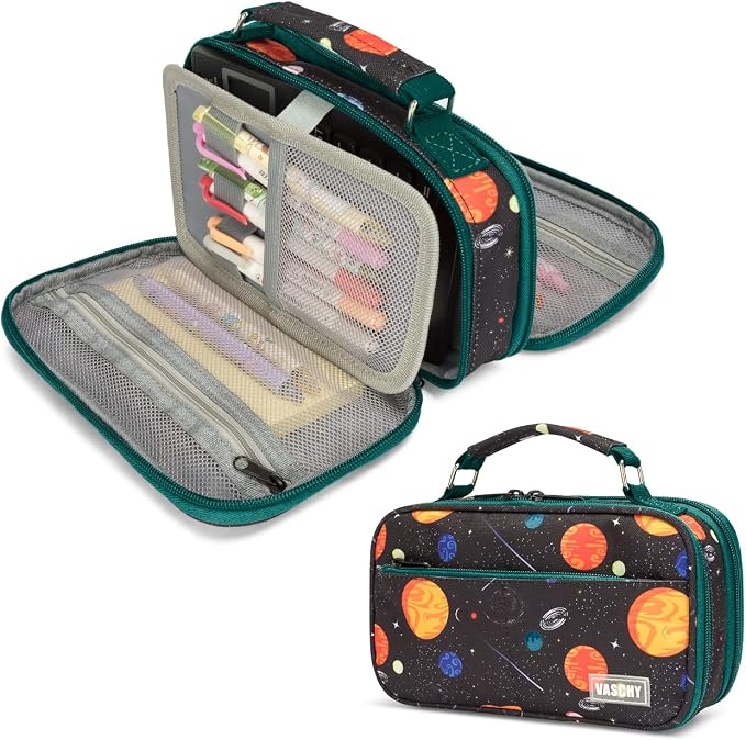VASCHY Pencil Case for Boys, Aesthetic Kawaii Large Pencil Pouch Stationary Pencil Bag/Box for Preppy Kids, Pen Organizer Holder School Supply Space