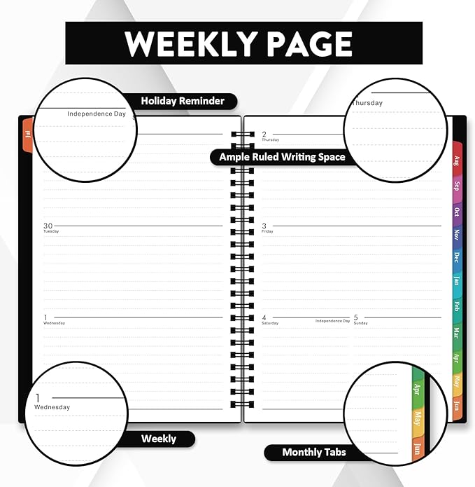 Planner 2026-2027 - July 2026 - June 2027, 2026-2027 Planner Weekly and Monthly, Academic Planner, Calendar Planner with Colorful Tabs, 6.25" × 8.3", Strong Twin-Wire Binding, Back Pocket, Holidays