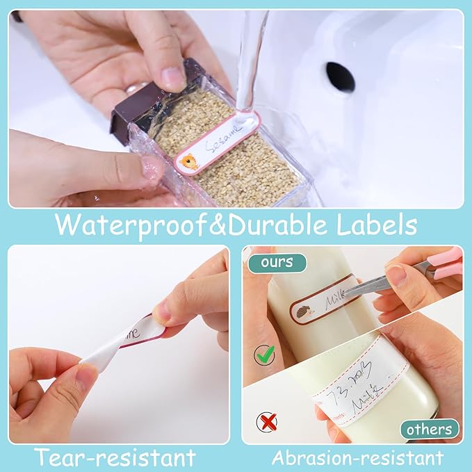 480 Pcs Baby Bottle Labels for Daycare, Waterproof Name Labels Self-Laminating, School Name Labels for Kids Name Tags Stickers(Cute Animal Style)
