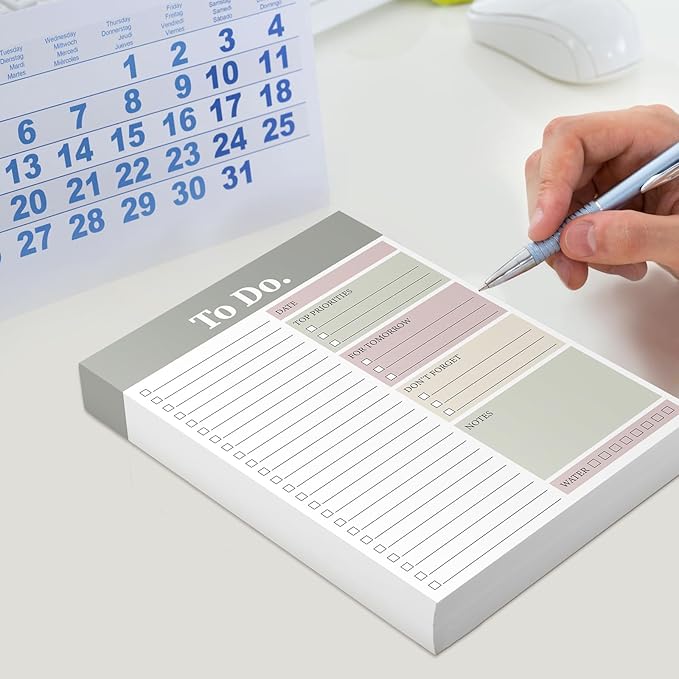 Spakon 300 Sheets Daily to Do List Notepad Notebook Library Card to Do Planner Checklist Memo Writing Pad Schedule Reminder Office Homework Planner for Task, 6" x 8 (Elegant,White,Olive Green)