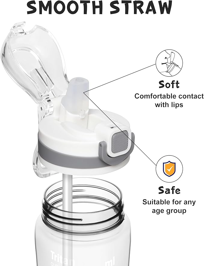 Opard Peak Water Bottle with Straw Cap, BPA-Free, Leak Proof Flip Top Bottle