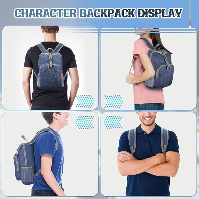 ZOMAKE Lightweight Packable Backpack, 10L Small Foldable Daypack for Hiking | Water Resistant Collapsible Backpacks for Women Men, Everyday Carry, Multi Compartment Storage,Adjustable Strap(Navy Blue A4)