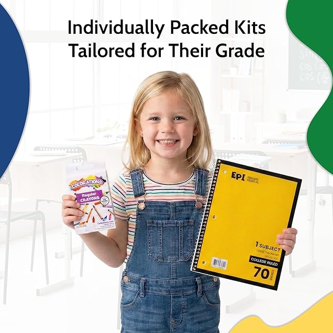 EPI Essentials Back to School Supplies for Kids – 54 Items in Kit – Kindergarten to 1st Grade School Supply Packs – Wide-Ruled Bundle with Composition Notebooks – Suitable for Homeschooling